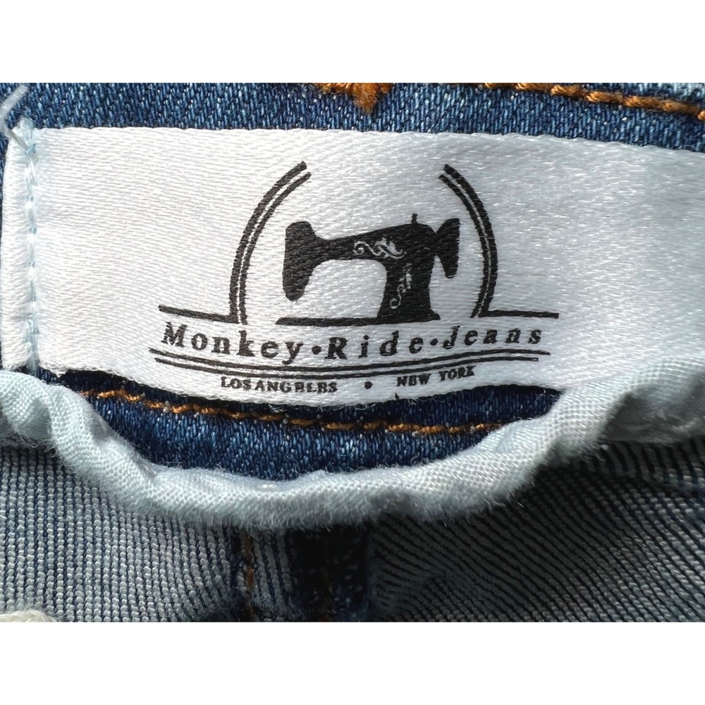 Monkey Ride Womens Size 9/29 Jeans Lace Up Front Flare Leg High Rise Denim Blue - Picture 4 of 14